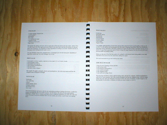 Picture of the cookbook inside
